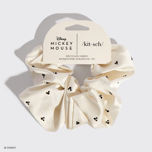 Kitsch x Mickey and Minnie Cream Rhinestone Scrunchie