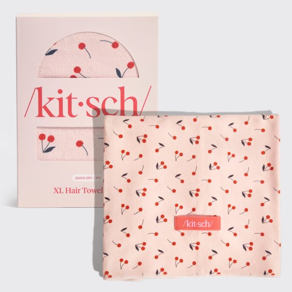 Cherry Print XL Hair Towel Wrap